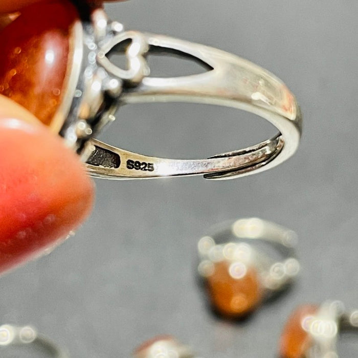 8 Pieces High Quality Sunstone Different Styles Sterling Silver Ring