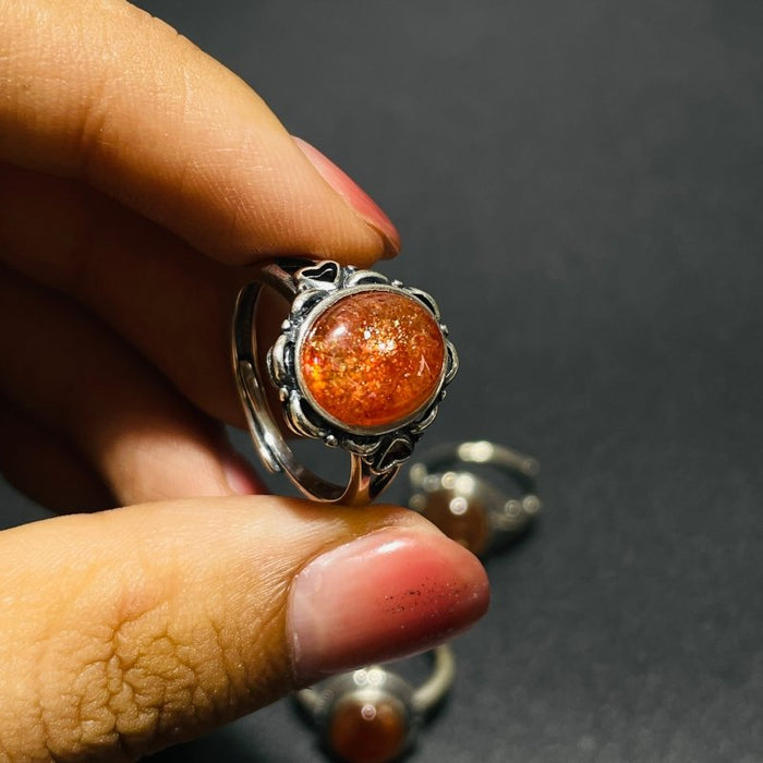 8 Pieces High Quality Sunstone Different Styles Sterling Silver Ring