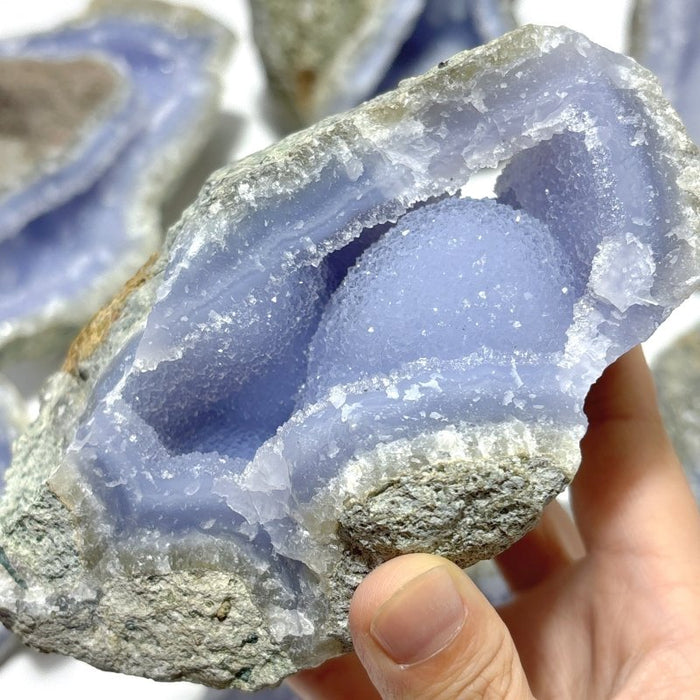 8 Pieces Large Blue Chalcedony Druzy Geode