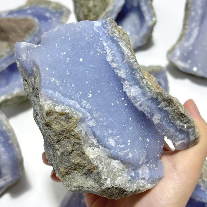 8 Pieces Large Blue Chalcedony Druzy Geode