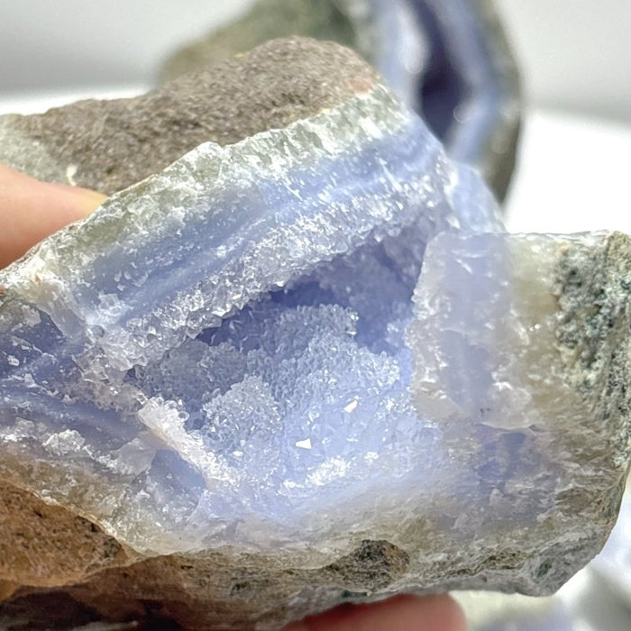 8 Pieces Large Blue Chalcedony Druzy Geode