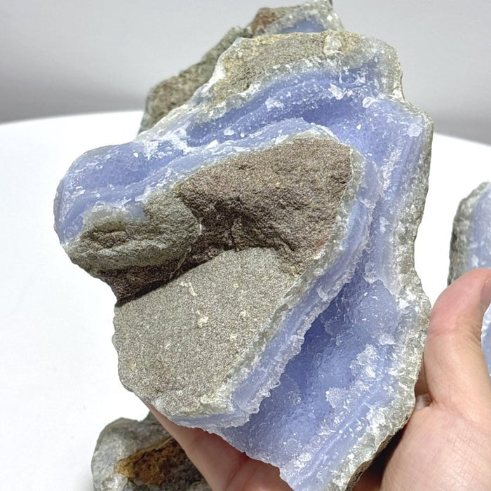 8 Pieces Large Blue Chalcedony Druzy Geode