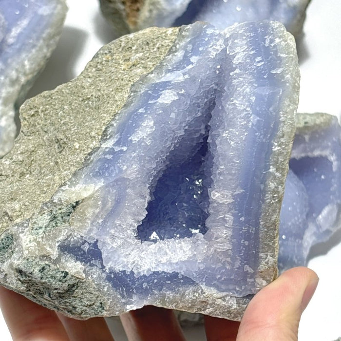 8 Pieces Large Blue Chalcedony Druzy Geode