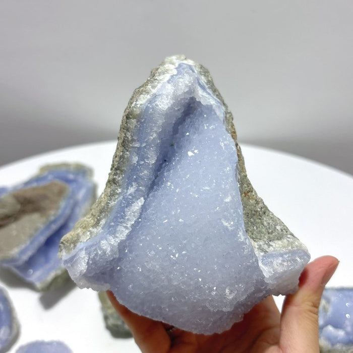 8 Pieces Large Blue Chalcedony Druzy Geode