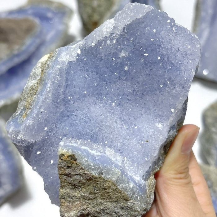8 Pieces Large Blue Chalcedony Druzy Geode