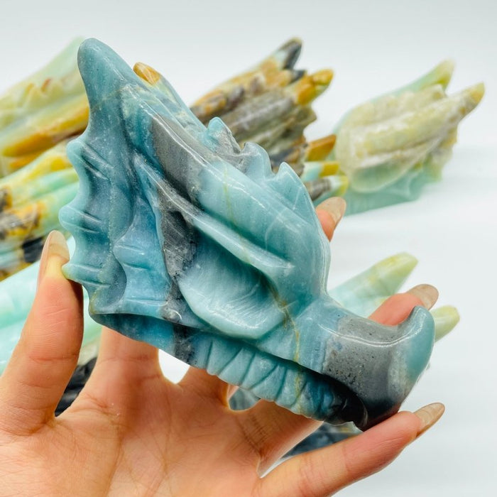 8 Pieces Large Caribbean Calcite Dragon Head Carving