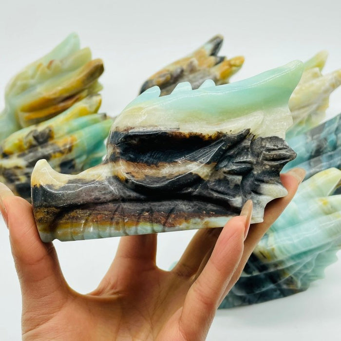 8 Pieces Large Caribbean Calcite Dragon Head Carving