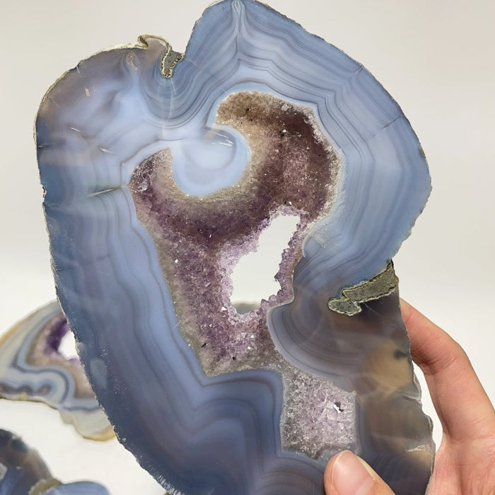 8 Pieces Large Geode Amethyst Mixed Agate Slabs