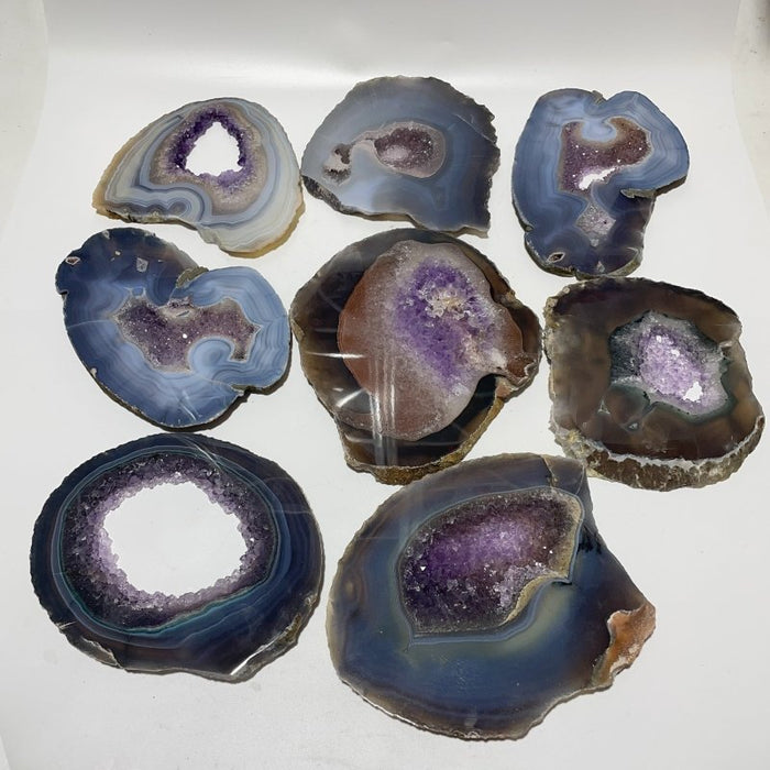 8 Pieces Large Geode Amethyst Mixed Agate Slabs