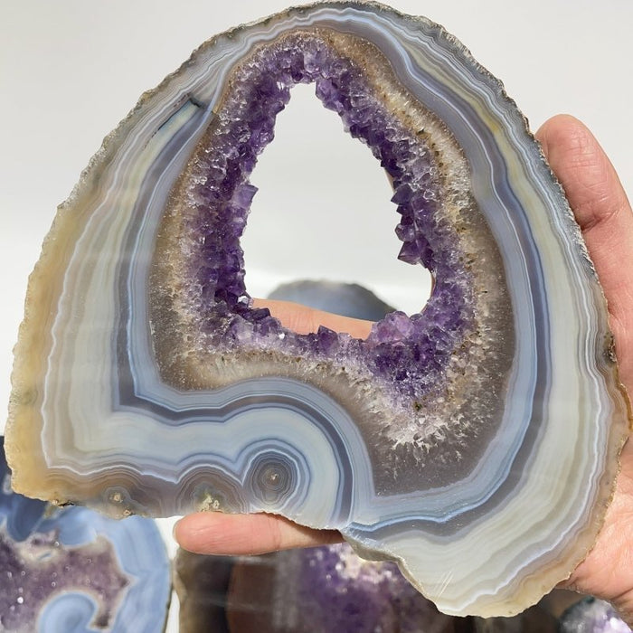 8 Pieces Large Geode Amethyst Mixed Agate Slabs