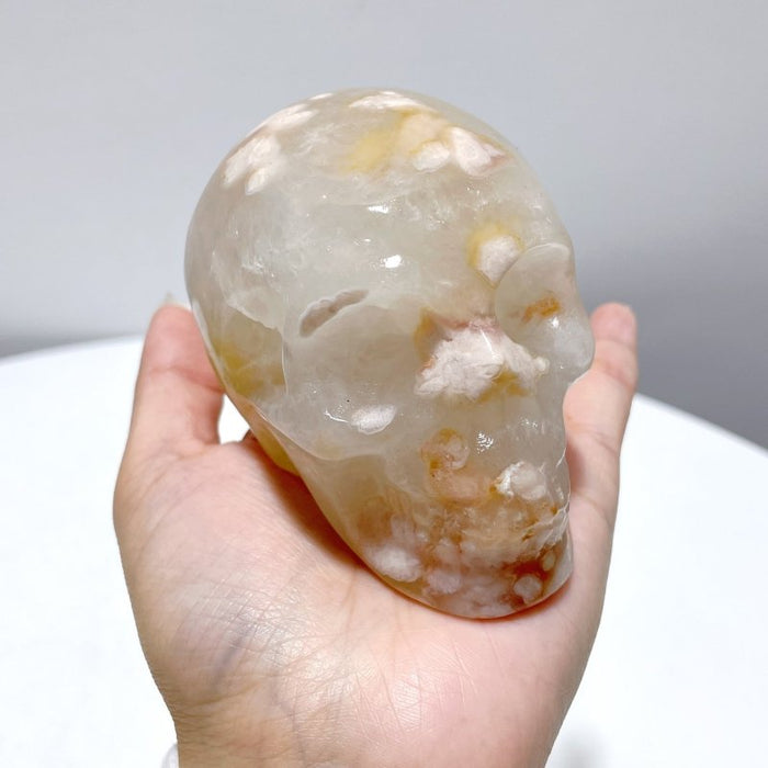 8 Pieces Large Sakura Flower Agate Skull Carving