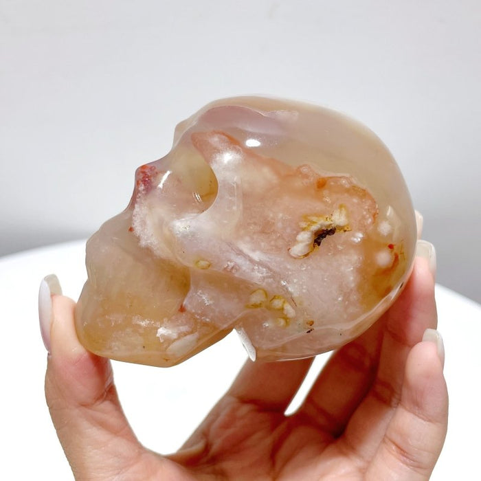 8 Pieces Large Sakura Flower Agate Skull Carving