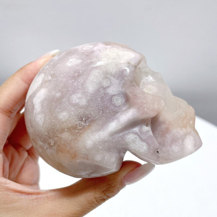 8 Pieces Large Sakura Flower Agate Skull Carving