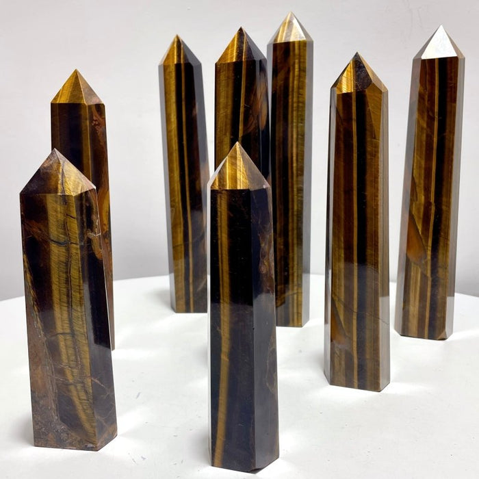 8 Pieces Large Tiger Eye Tower Points