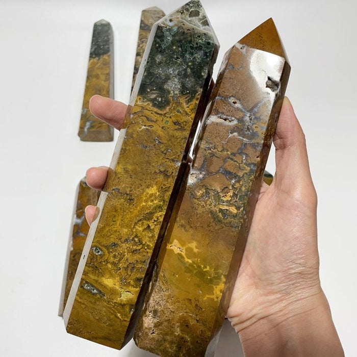 8 Pieces Large Yellow Ocean Jasper Tower