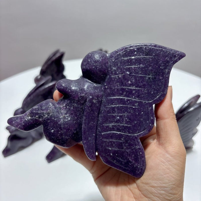 8 Pieces Lepidolite Butterfly Fairy Carving