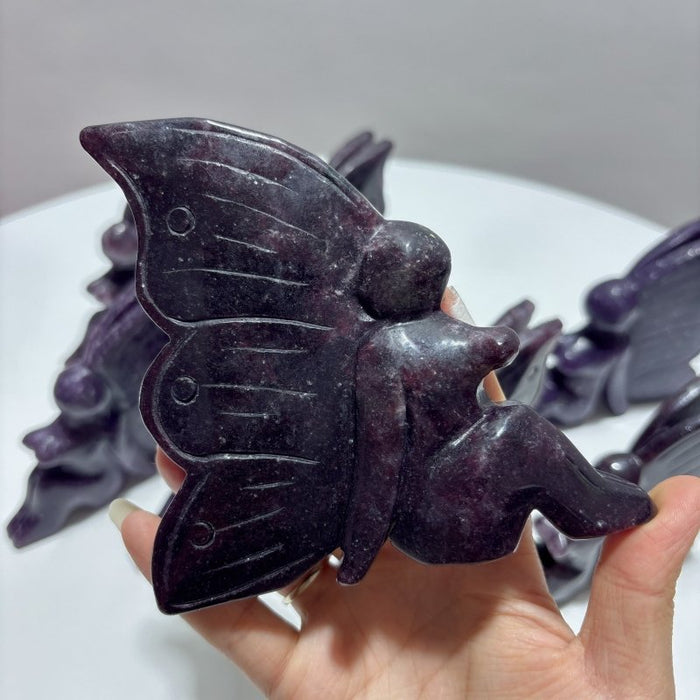 8 Pieces Lepidolite Butterfly Fairy Carving