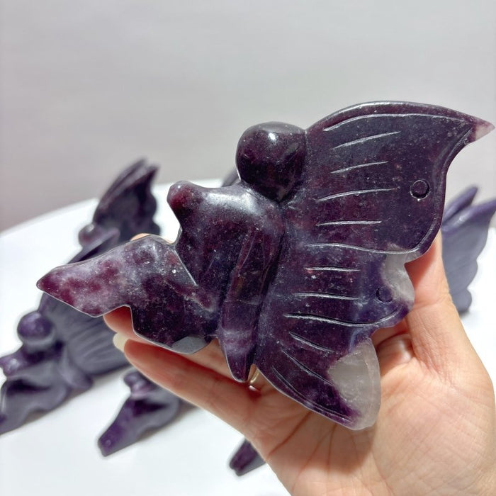 8 Pieces Lepidolite Butterfly Fairy Carving