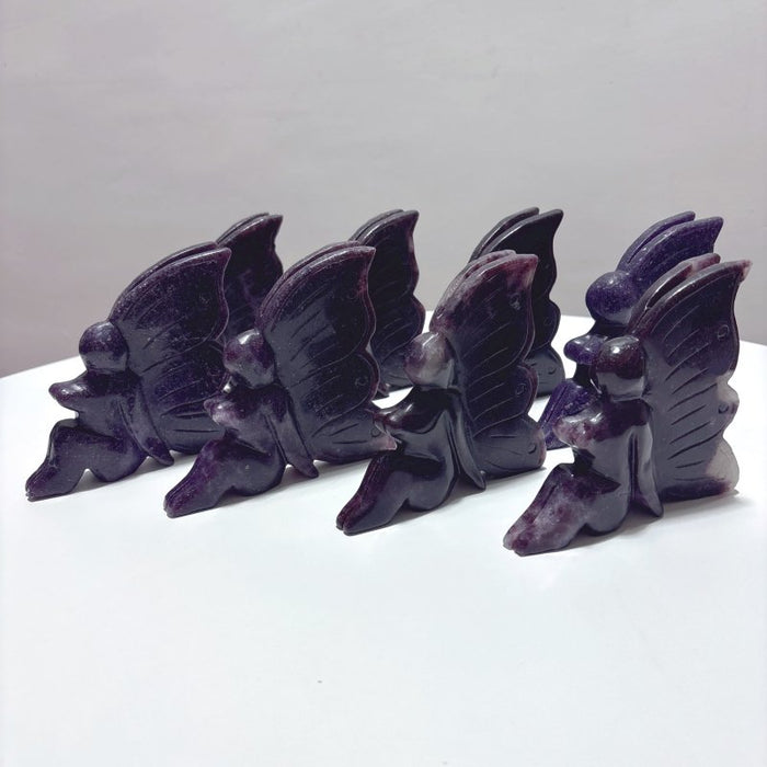 8 Pieces Lepidolite Butterfly Fairy Carving
