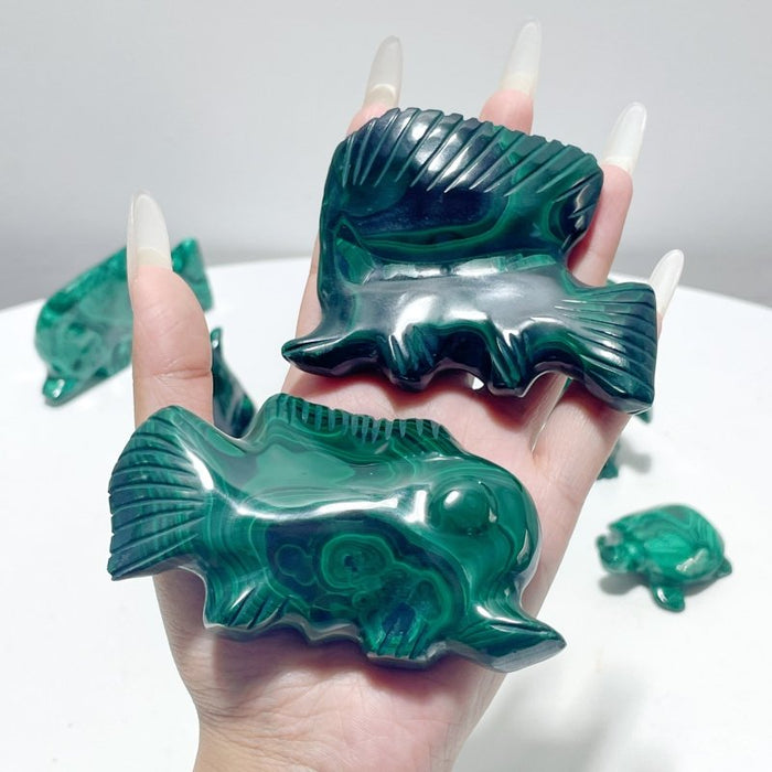 8 Pieces Malachite Sea Animals Carving