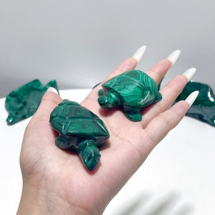 8 Pieces Malachite Sea Animals Carving