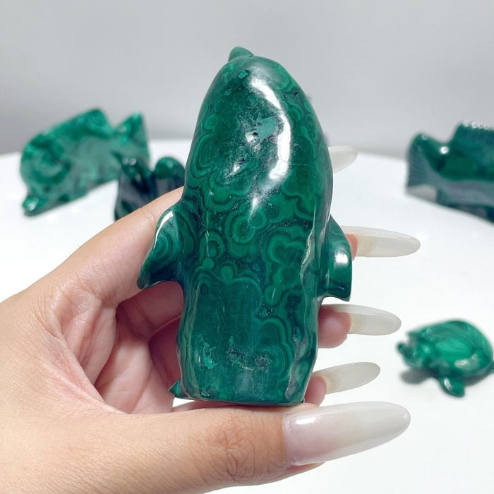 8 Pieces Malachite Sea Animals Carving