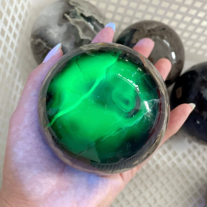 8 Pieces Large Volcano Agate Spheres (UV Reactive)