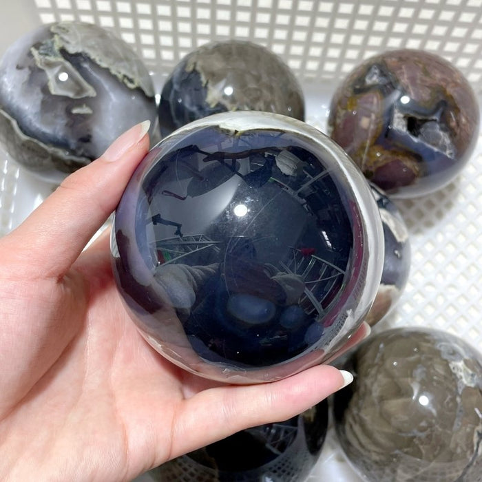 8 Pieces Large Volcano Agate Spheres (UV Reactive)
