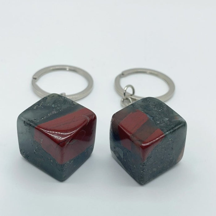 8 Types Cube Keychain Wholesale Howlite Dragon Blood Stone Moss Agate
