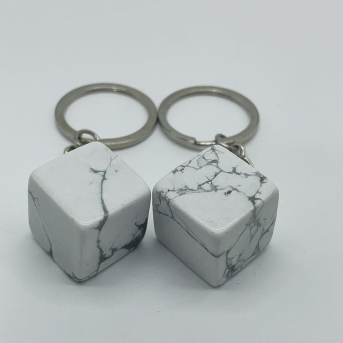 8 Types Cube Keychain Wholesale Howlite Dragon Blood Stone Moss Agate