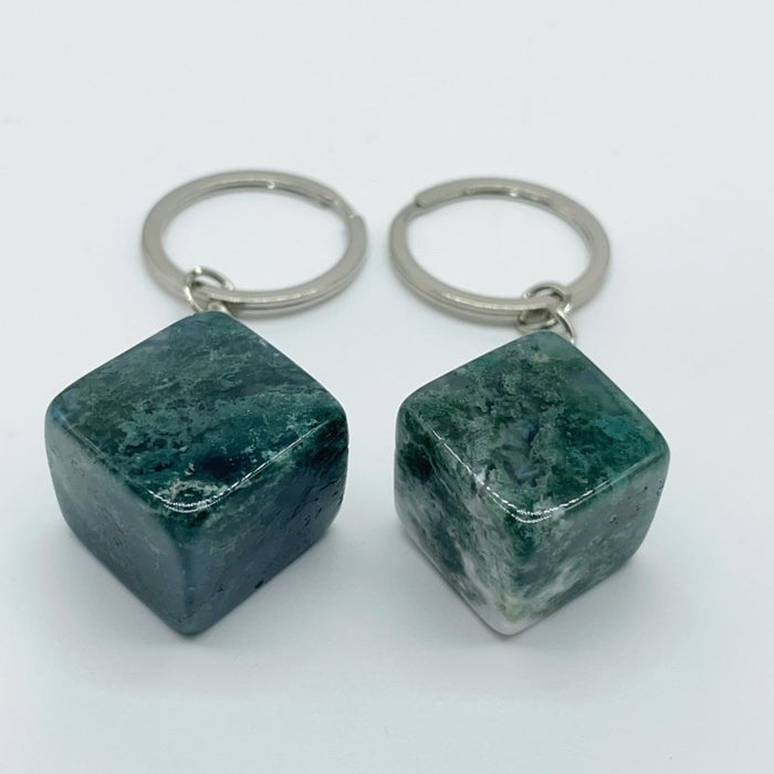 8 Types Cube Keychain Wholesale Howlite Dragon Blood Stone Moss Agate