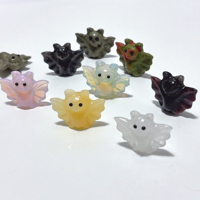 8 Types Halloween Bat Carving Wholesale Clear Quartz Pyrite Garnet