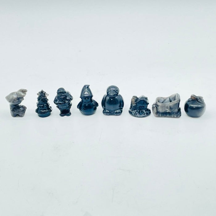 8 Types Mini Black Obsidian Christmas Carving Wholesale Apple Santa Claus Penguin