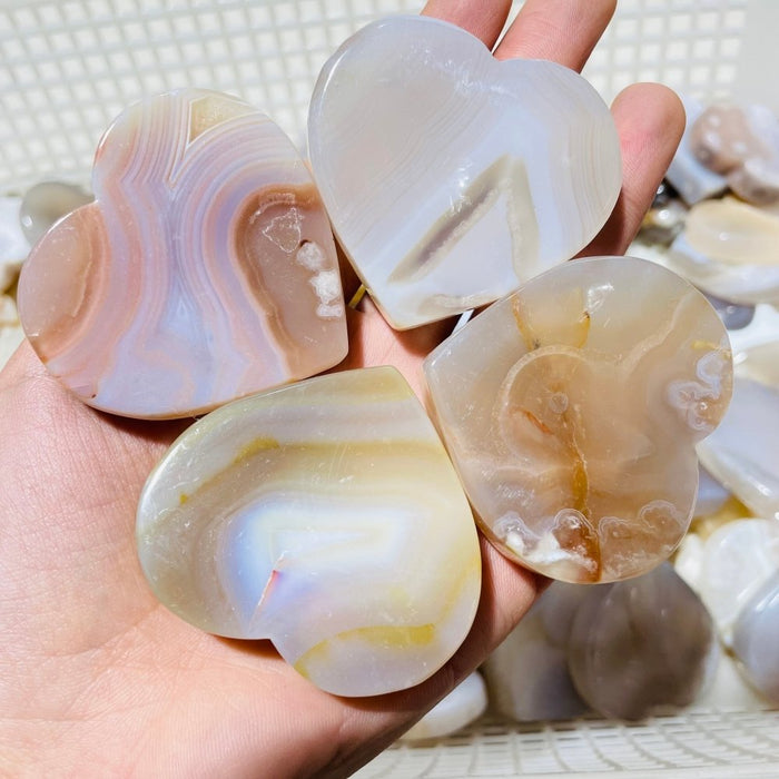 84 Pieces Sakura Flower Agate Heart