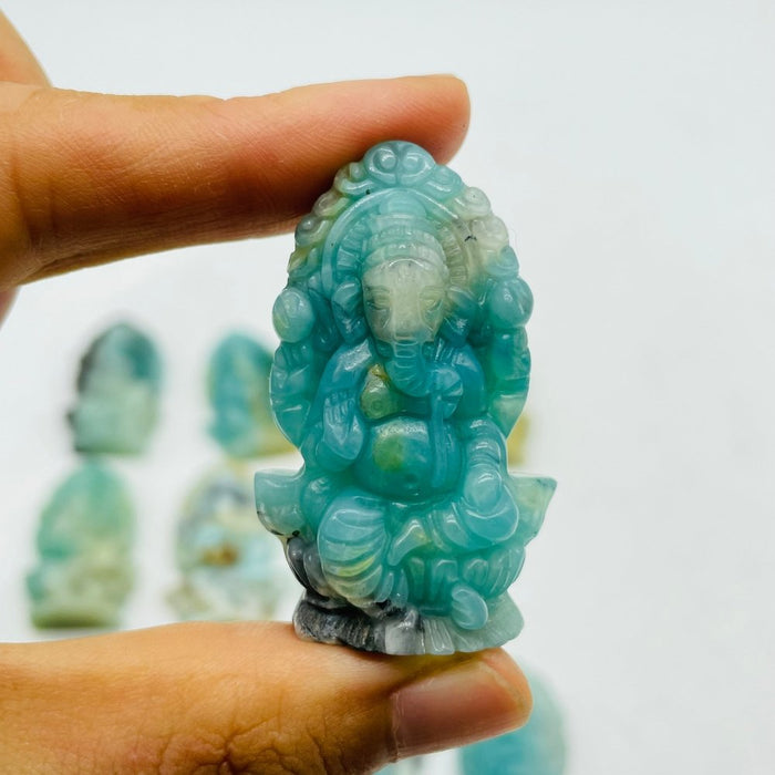 12 Pieces High Quality Caribbean Calcite Ganesha Carving