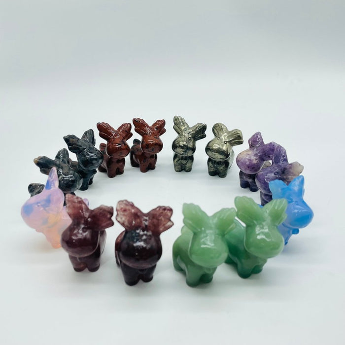 8Types Christmas Moose Carving Crystal Wholesale Lepidolite Pyrite
