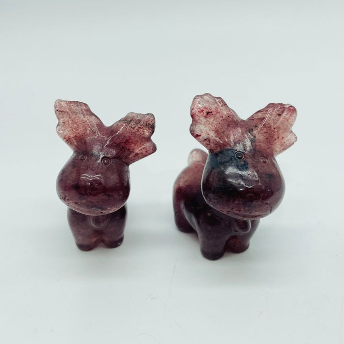 8Types Christmas Moose Carving Crystal Wholesale Lepidolite Pyrite