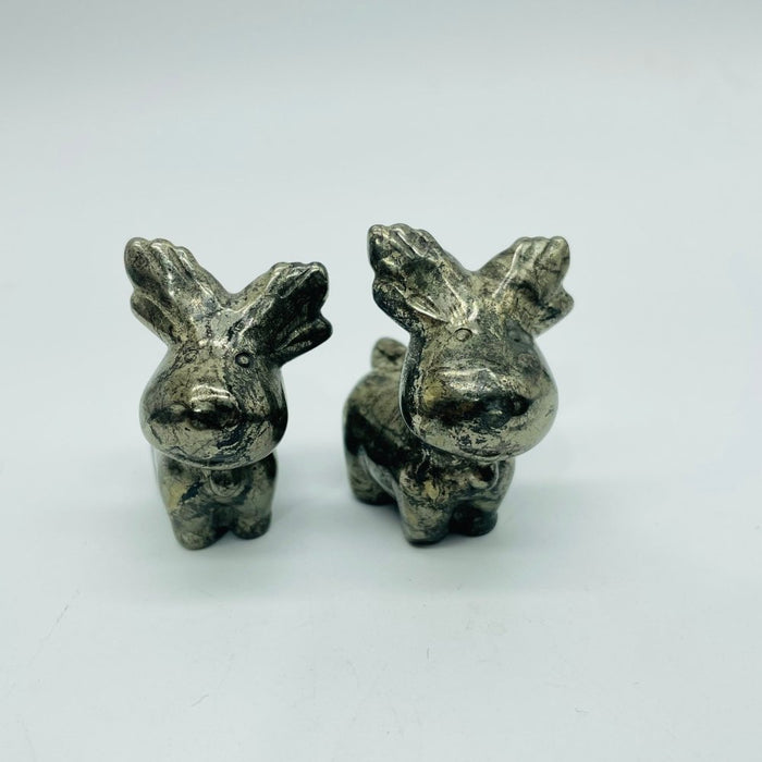 8Types Christmas Moose Carving Crystal Wholesale Lepidolite Pyrite