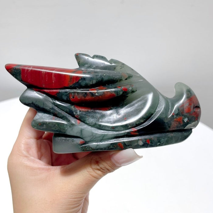 9 Pieces Africa Blood Stone Dragon Head Carving