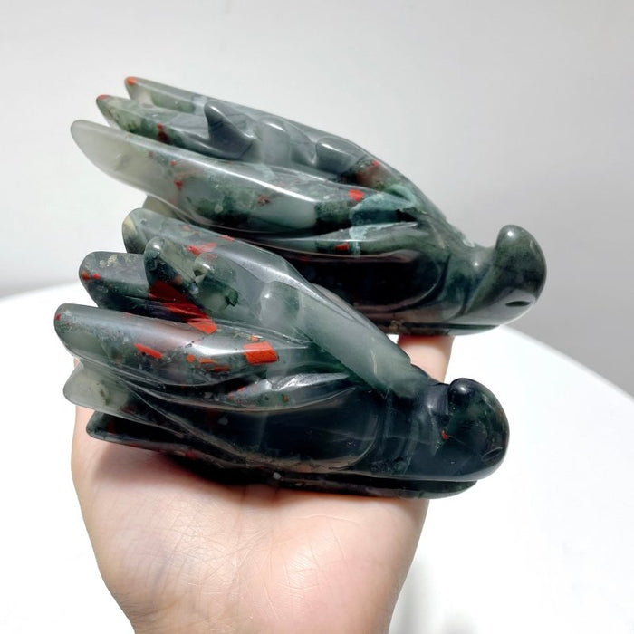 9 Pieces Africa Blood Stone Dragon Head Carving