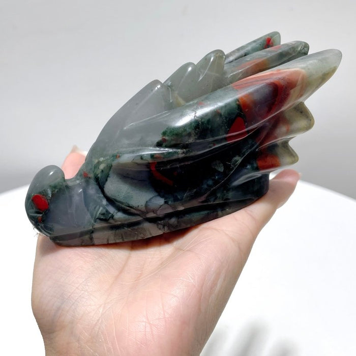 9 Pieces Africa Blood Stone Dragon Head Carving