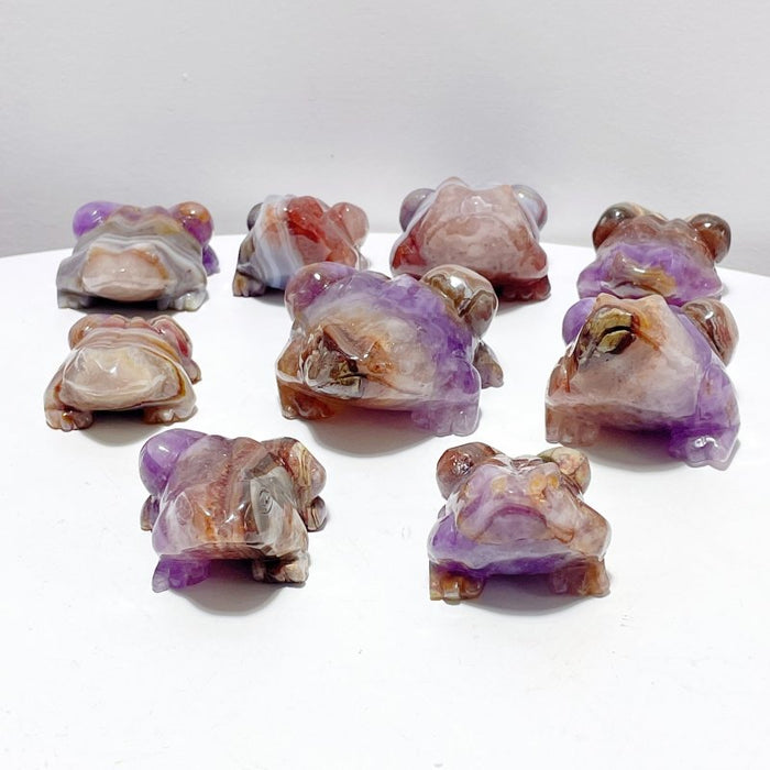 9 Pieces Amethyst Mixed Agate Frog Carving