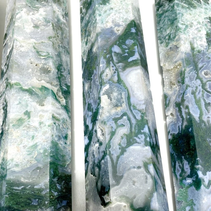 9 Pieces Beautiful Druzy Moss Agate Geode Tower