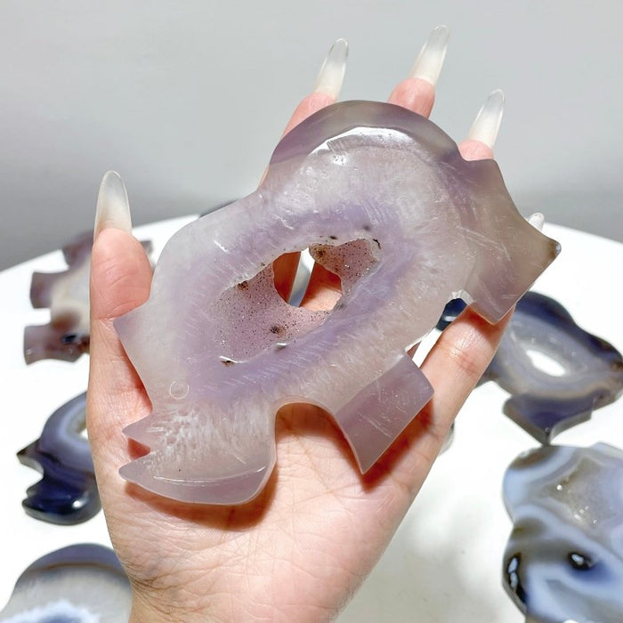 9 Pieces Beautiful Geode Druzy Agate Rhino Carving