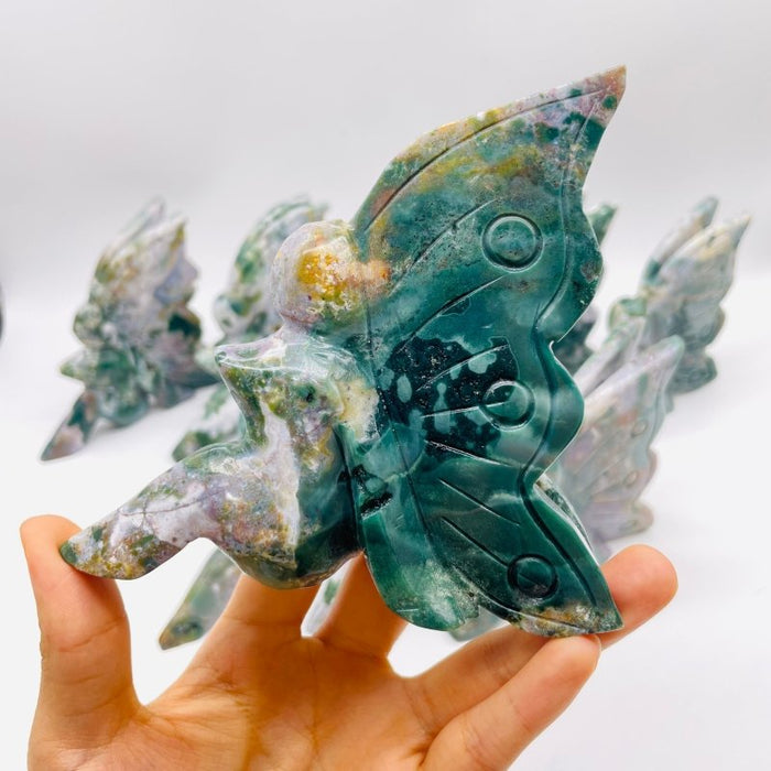 9 Pieces Beautiful Ocean Jasper Butterfly Fairy Carving