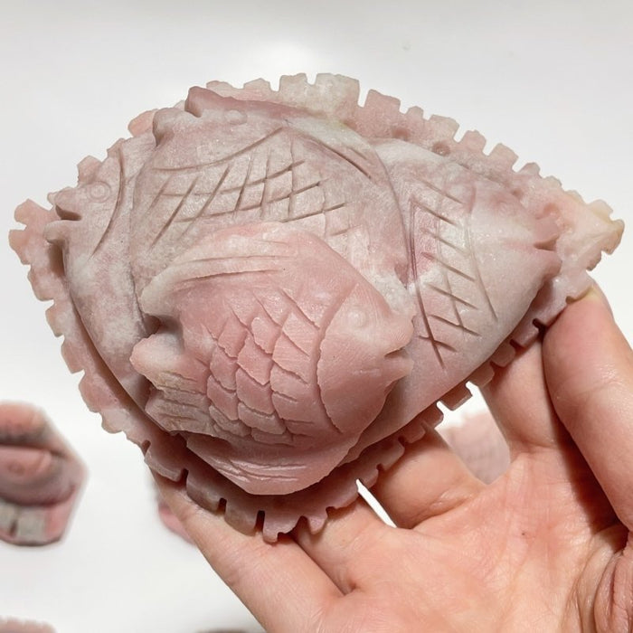 9 Pieces Beautiful Pink Opal Fish Carving