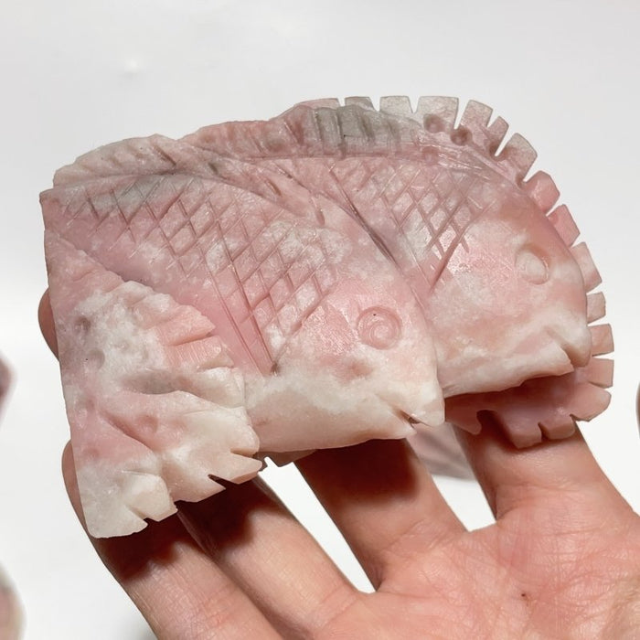 9 Pieces Beautiful Pink Opal Fish Carving