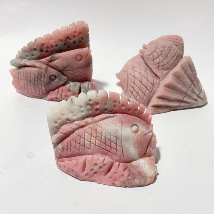 9 Pieces Beautiful Pink Opal Fish Carving