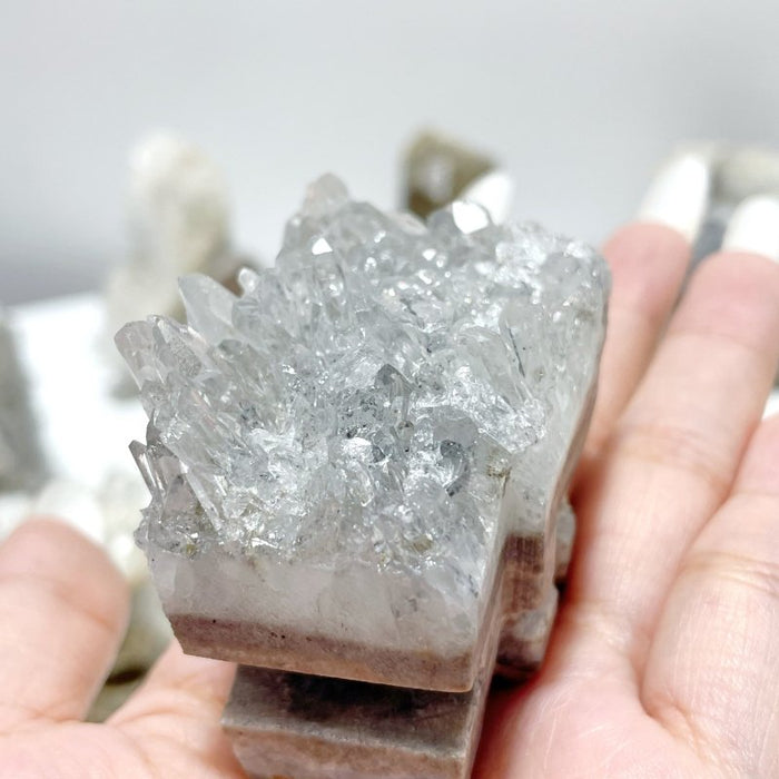 9 Pieces Clear Quartz Cluster Indian Skull Carving