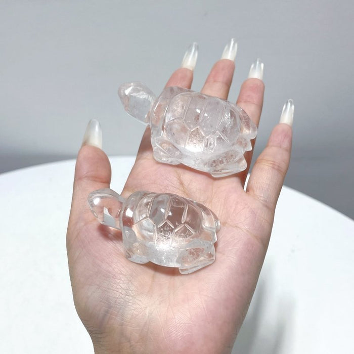 9 Pieces Clear Quartz Turtle Carving